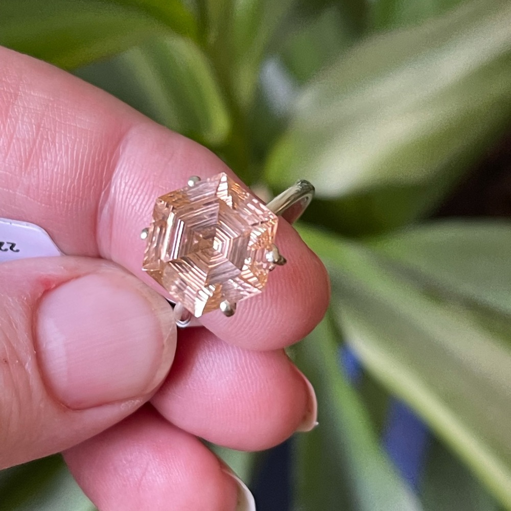 Gorgeous peach Morganite Silver rings 7, 8.5 - Picture 6 of 12